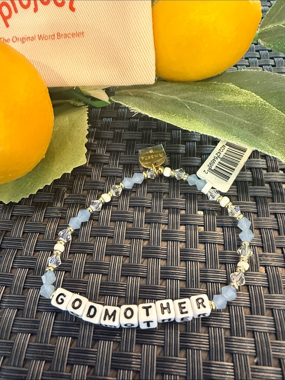 GODMOTHER Beaded Stretch Bracelet - Blue and White